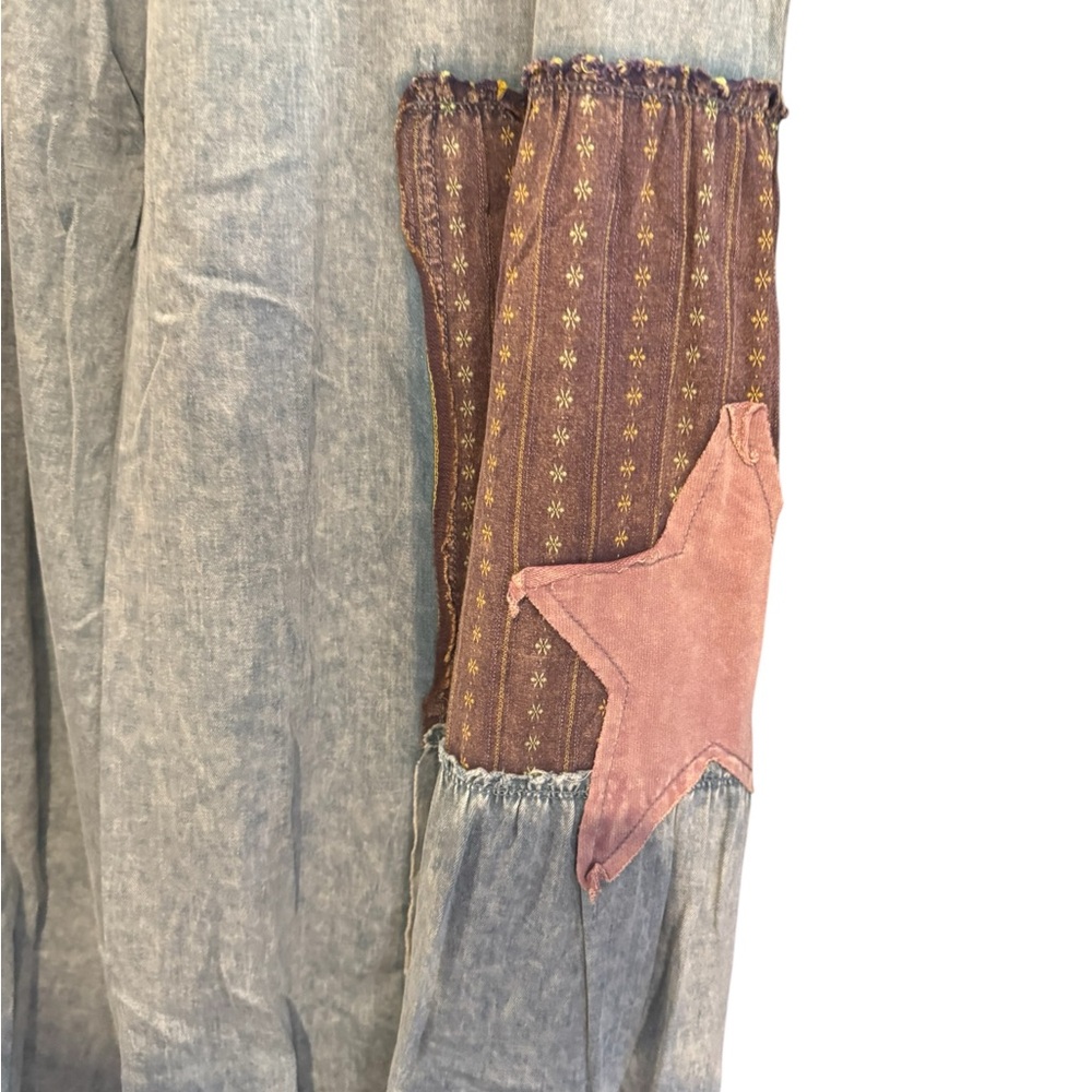 Easel Wide Leg Pants with Patchwork Design - Picture 6 of 9